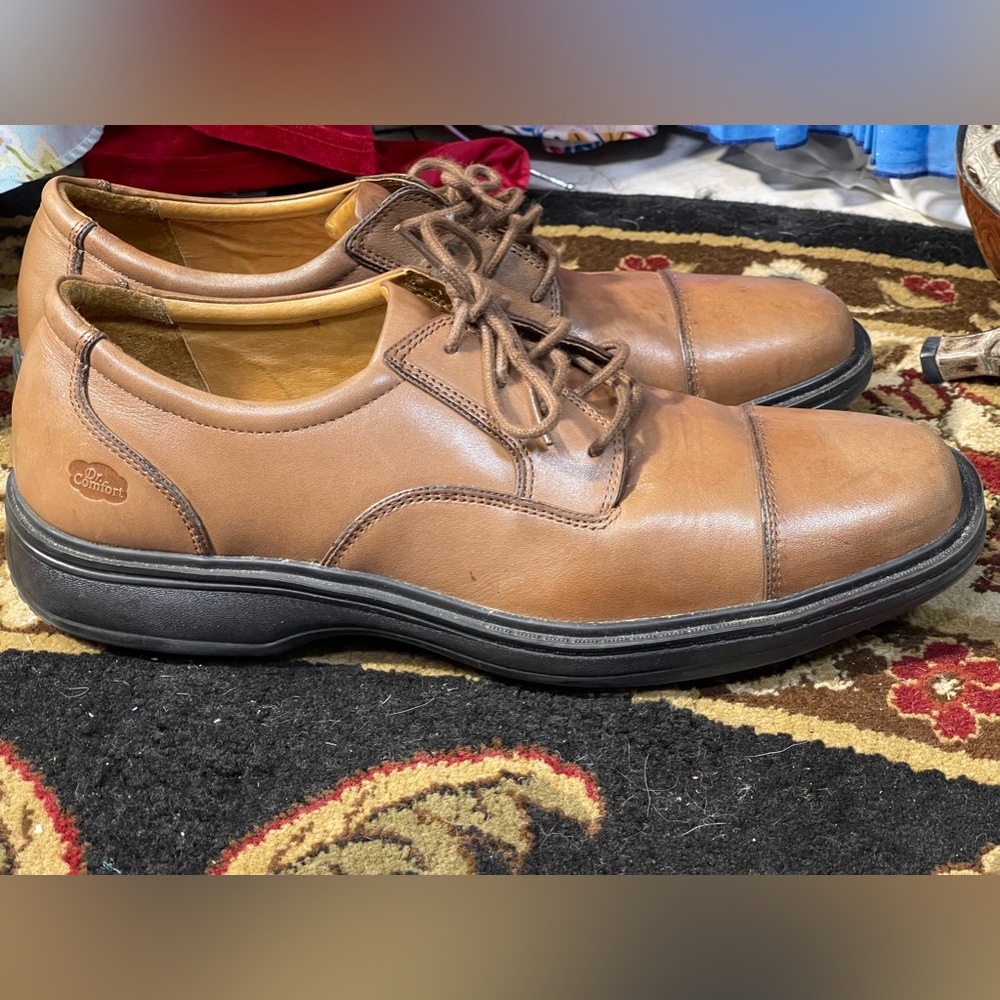 DR COMFORT CAPTAIN TAN LEATHER CASUAL LACE UP TENNIS SHOES MENS SIZE 11.5